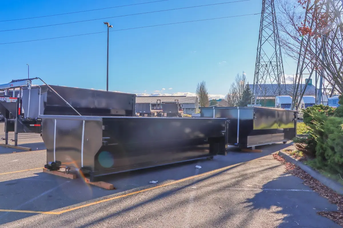 Roll-off dumpster ready for waste disposal at job site for Roofing Dumpster Rental in Noblesville